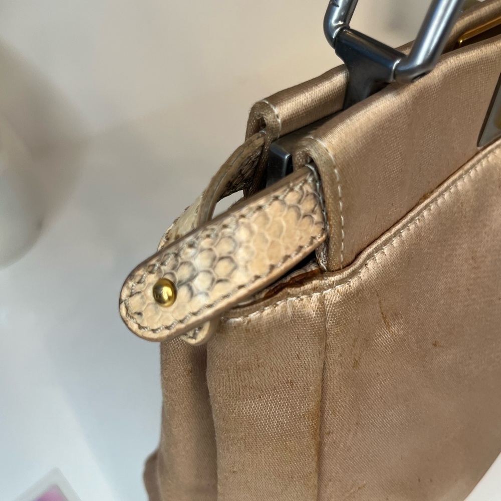 FENDI
Beige Satin And Snakeskin Mini Peekaboo Satchel Bag - Picture 9 of 16